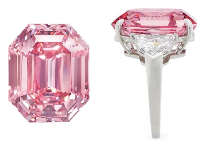 粉钻以矩形切割,获鉴定为“艳彩”等级。