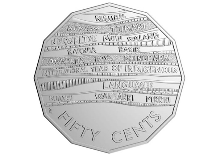 澳洲新版50分硬币标14种土语 向原住民致敬