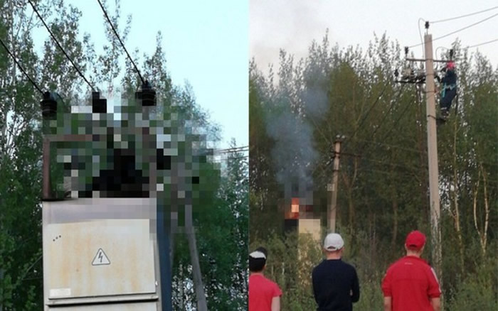 俄罗斯女学生爬高压电箱自拍 触电瞬间变火球烧成焦尸