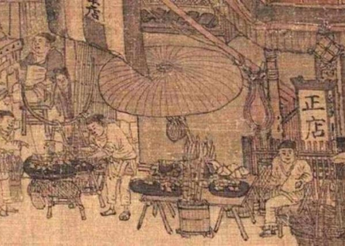 当时还流行街边小贩,档贩在街上四出兜售食物。