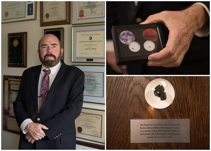 古特海因茨(左图)多年来竭力追寻失落的月球岩石样本。