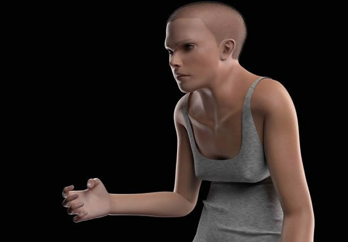 美国公司用3D技术创造出2100年的人类模型“Mindy”：背脊弯曲 脖颈粗大
