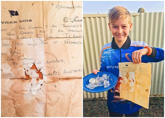 澳洲男子钓鱼发现50年前漂流瓶 热心父子回信盼寻原主