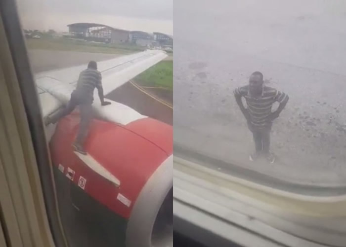 尼日利亚男子爬上穆尔塔拉·穆罕默德国际机场准备起飞的客机机翼:“想坐飞机去加纳”