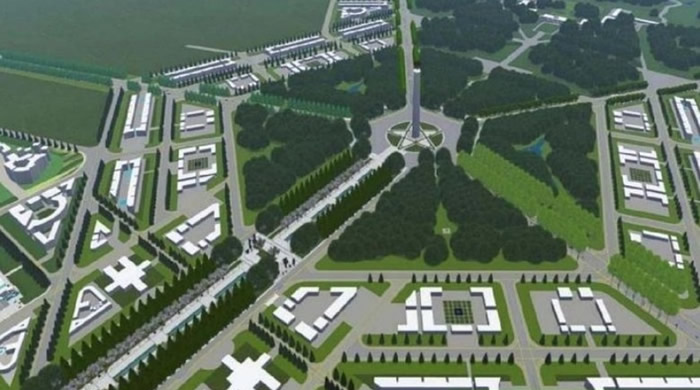 新都蓝图以政府为中心向外扩展。