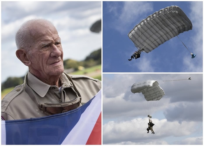 美国98岁老兵荷兰跳伞纪念二战反攻德军行动