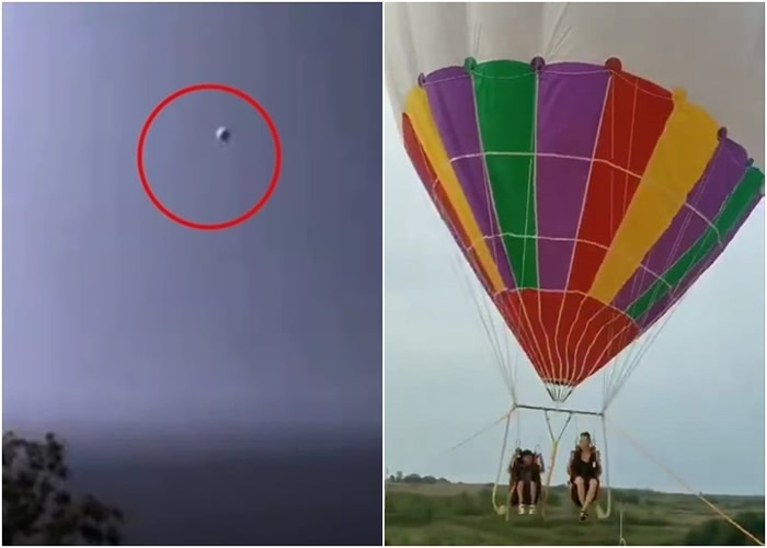 氢气球把人带飞上天空:山东烟台马家沟生态旅游景区氢气球钢缆脱落飞天 母子高空堕亡