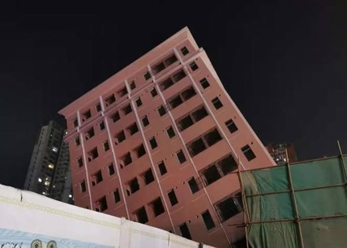 深圳宝安一幢农民楼倾斜夸张 政府解画辟谣“正进行旧改工程”