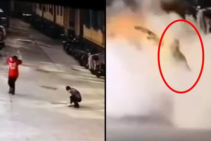 甘肃省敦煌市8岁男童将鞭炮丢进下水道引发沼气爆炸 当场被炸飞重伤