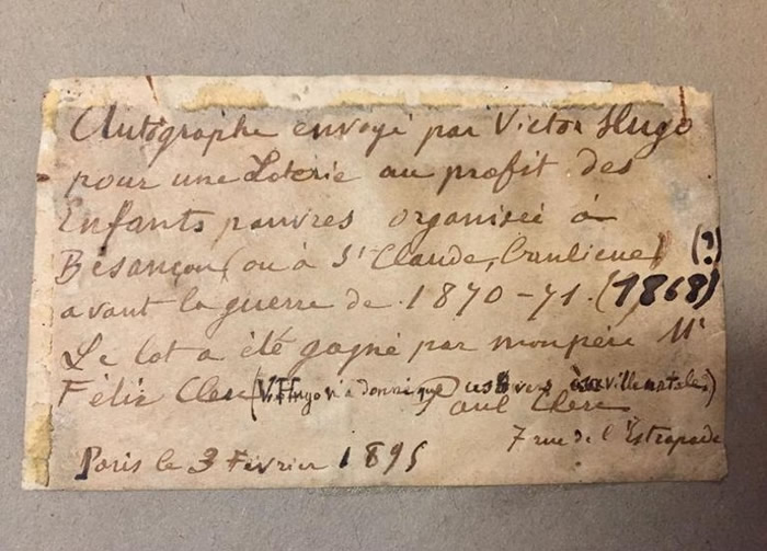 法国东部贝桑松雨果学院意外发现大文豪雨果的亲笔手稿《可怜的孩子》