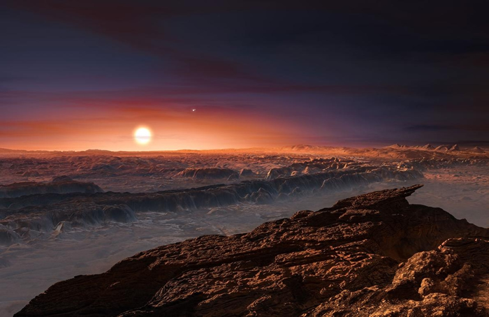 �����������ҵ�����ͼ�У��������������ĺ�ɫ��â���������Ǳ�����b�ĵر��� PHOTO ILLUSTRATION BY ESO, M. KORNMESSER