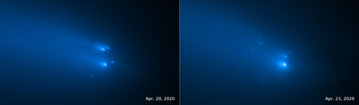 哈勃太空望远镜捕捉到阿特拉斯彗星(Comet ATLAS,C/2019 Y4)分裂成30块碎片