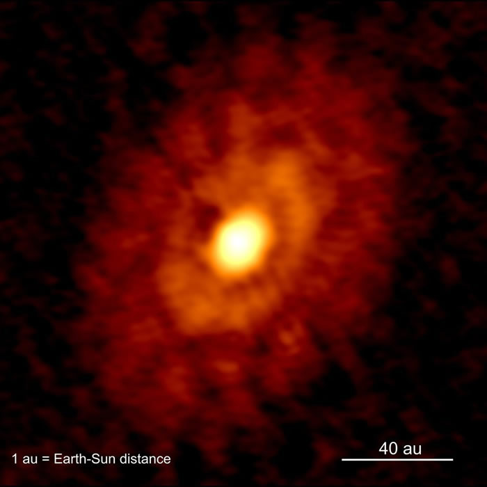 蛇夫座分子云中的年轻（小于50万年）原恒星IRS 63的尘埃盘中有4个环状子结构