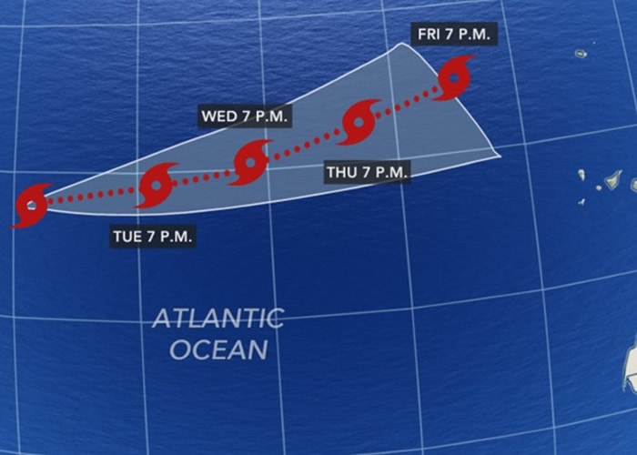 美国国家飓风中心NHC将本年度大西洋第29个风暴命名为“西塔”Theta