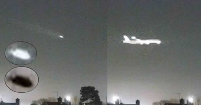 客机从英国伦敦希斯罗机场起飞时与亮红色不明飞行物体UFO擦身而过