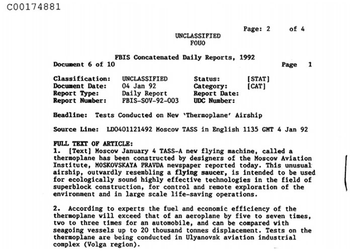 政府档案解密网站“The Black Vault”公开美国中央情报局大量UFO机密文件