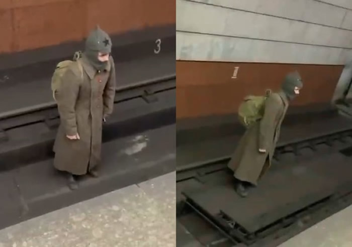 俄罗斯莫斯科地铁惊见“时空旅人” 他身穿苏联时期军装：我跟部队失散了