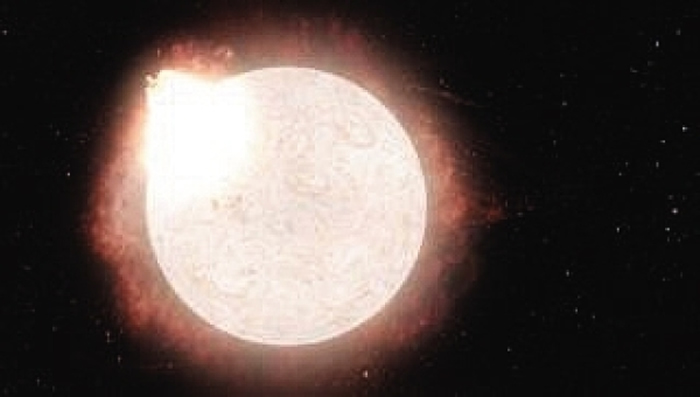 一颗红色超巨星发生超新星爆发的艺术图。 图片来源：美国趣味科学网站