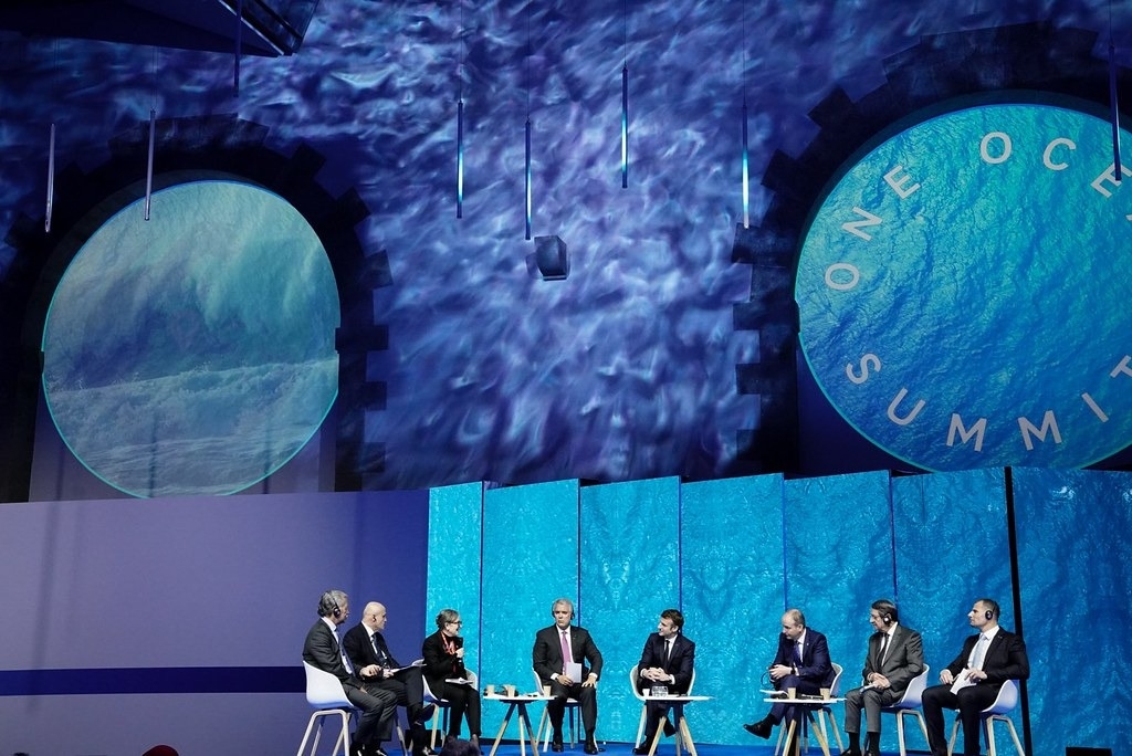 「一个海洋」峰会于法国布勒斯特举行,由来自41个国家的国家元首亲自或以线上方式出席。图片来源:撷取自Emmanuel Macron twitter