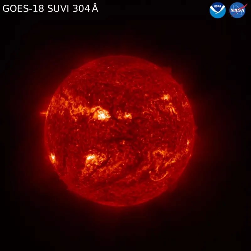 NOAA分享GOES-18卫星SUVI拍摄到的首张太阳照片