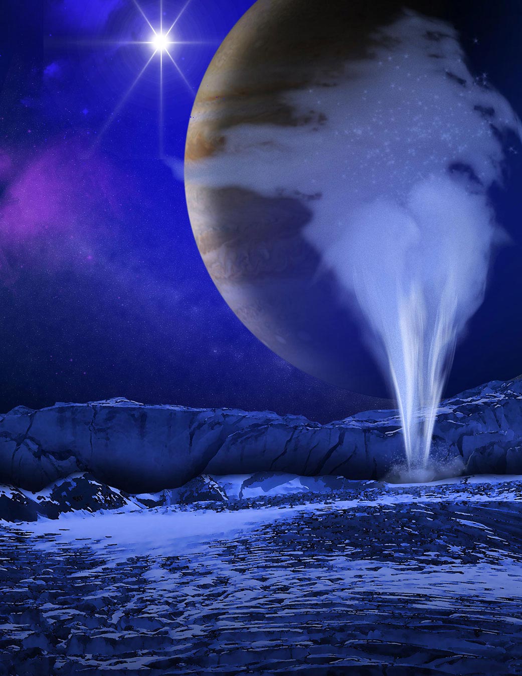 木卫二欧罗巴上水的喷发很可能来自浅层的湖泊 而非地下方的全球海洋