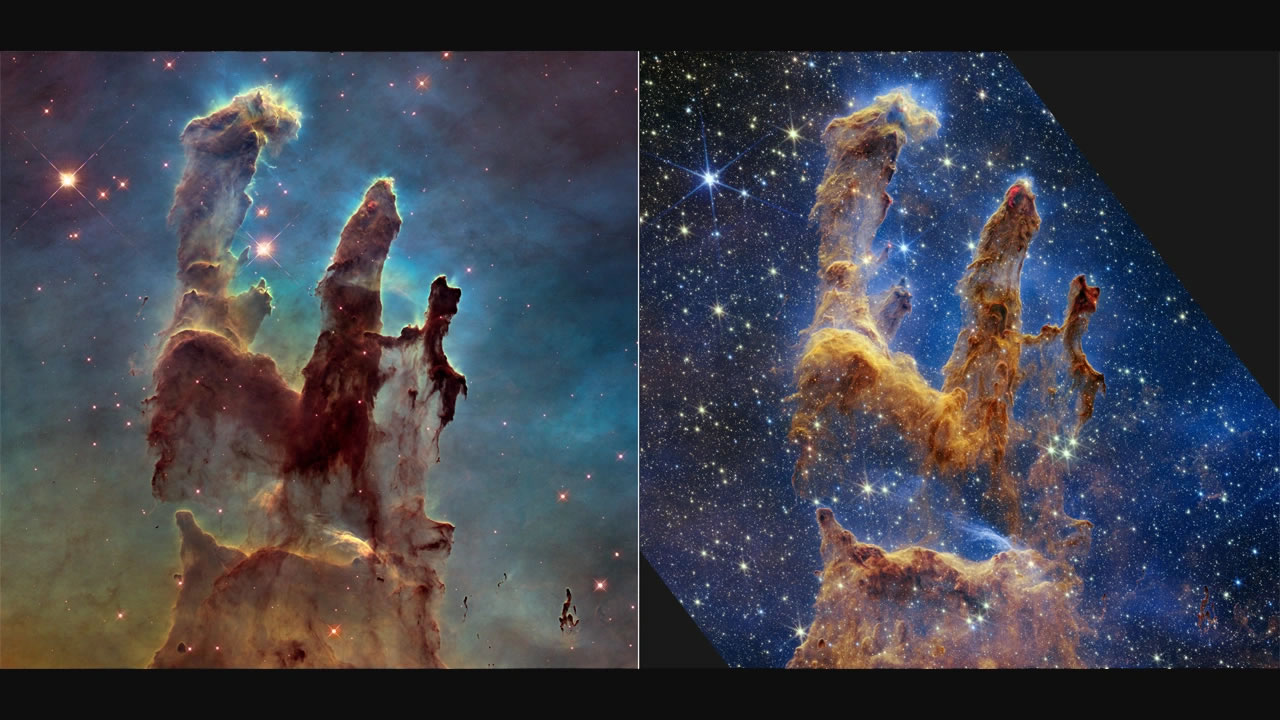 NASA公布詹姆斯·韦伯太空望远镜拍摄的创生之柱最新影像