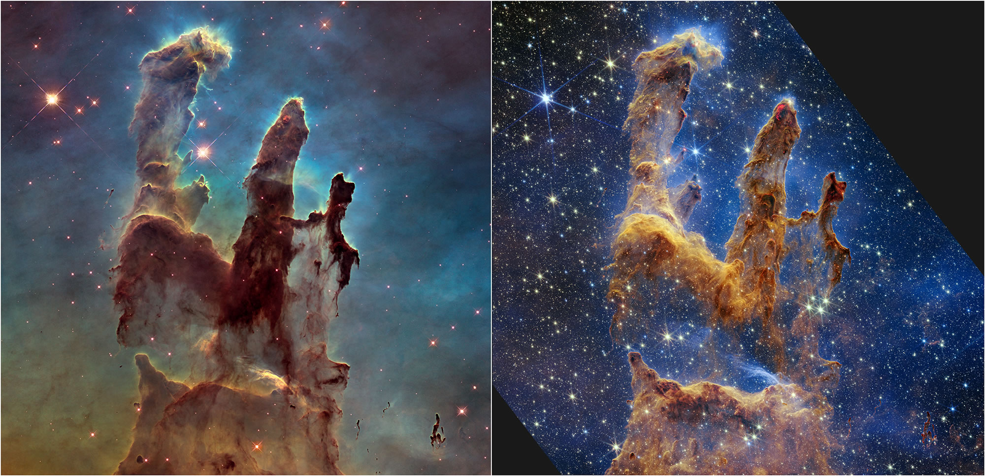 韦伯太空望远镜拍下著名的“创生之柱”照片 呈现出前所未见的细节