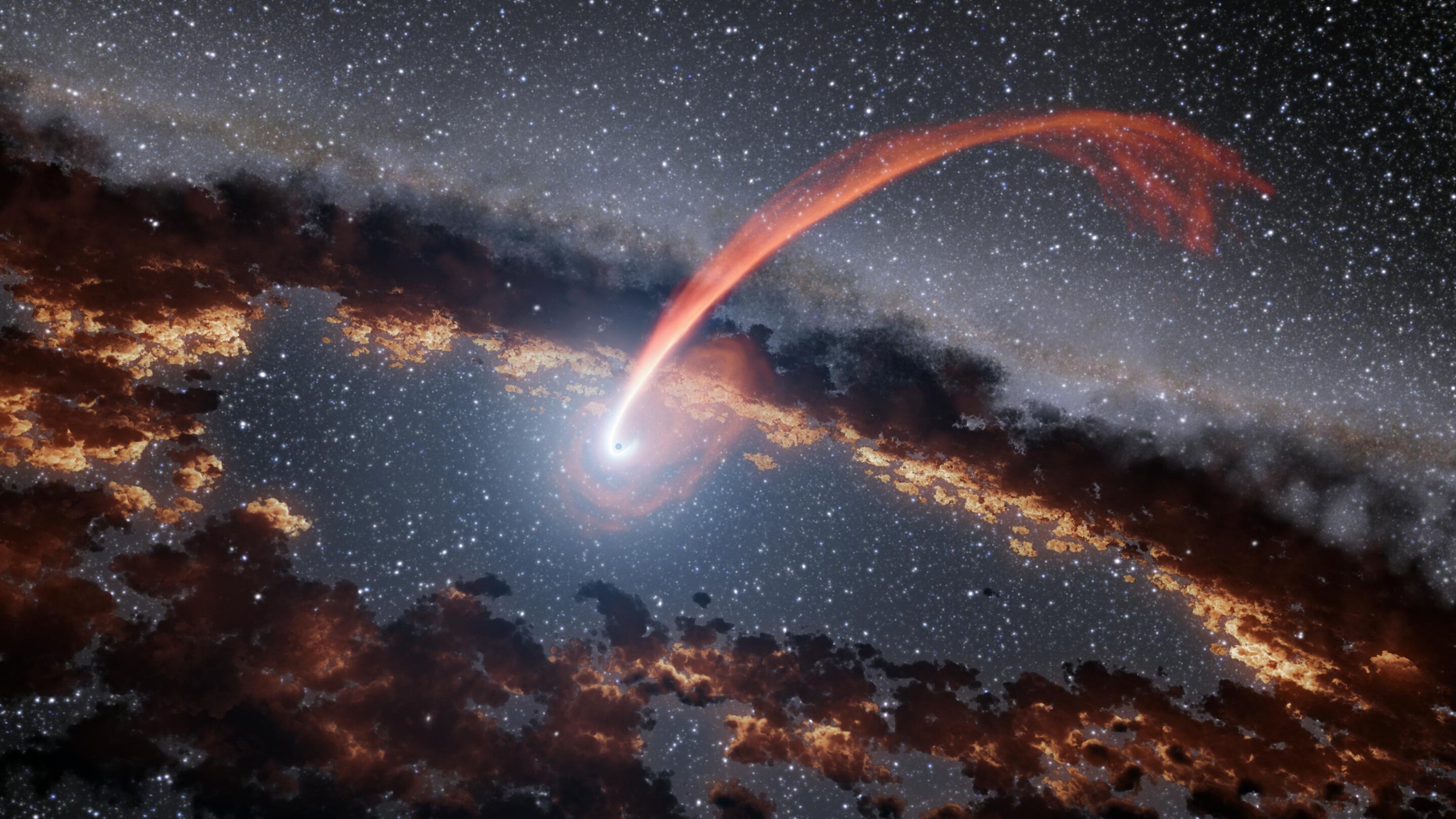 数亿光年外的遥远星系中一颗围绕超大质量黑洞运行的恒星在巨大引力下被猛烈撕裂
