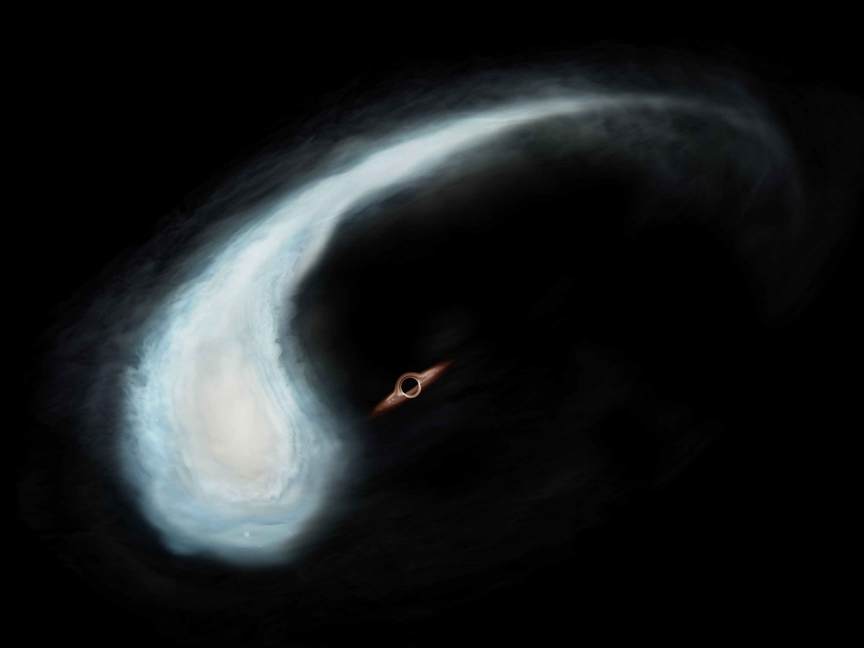 “蝌蚪”分子云似乎在黑洞周围玩耍