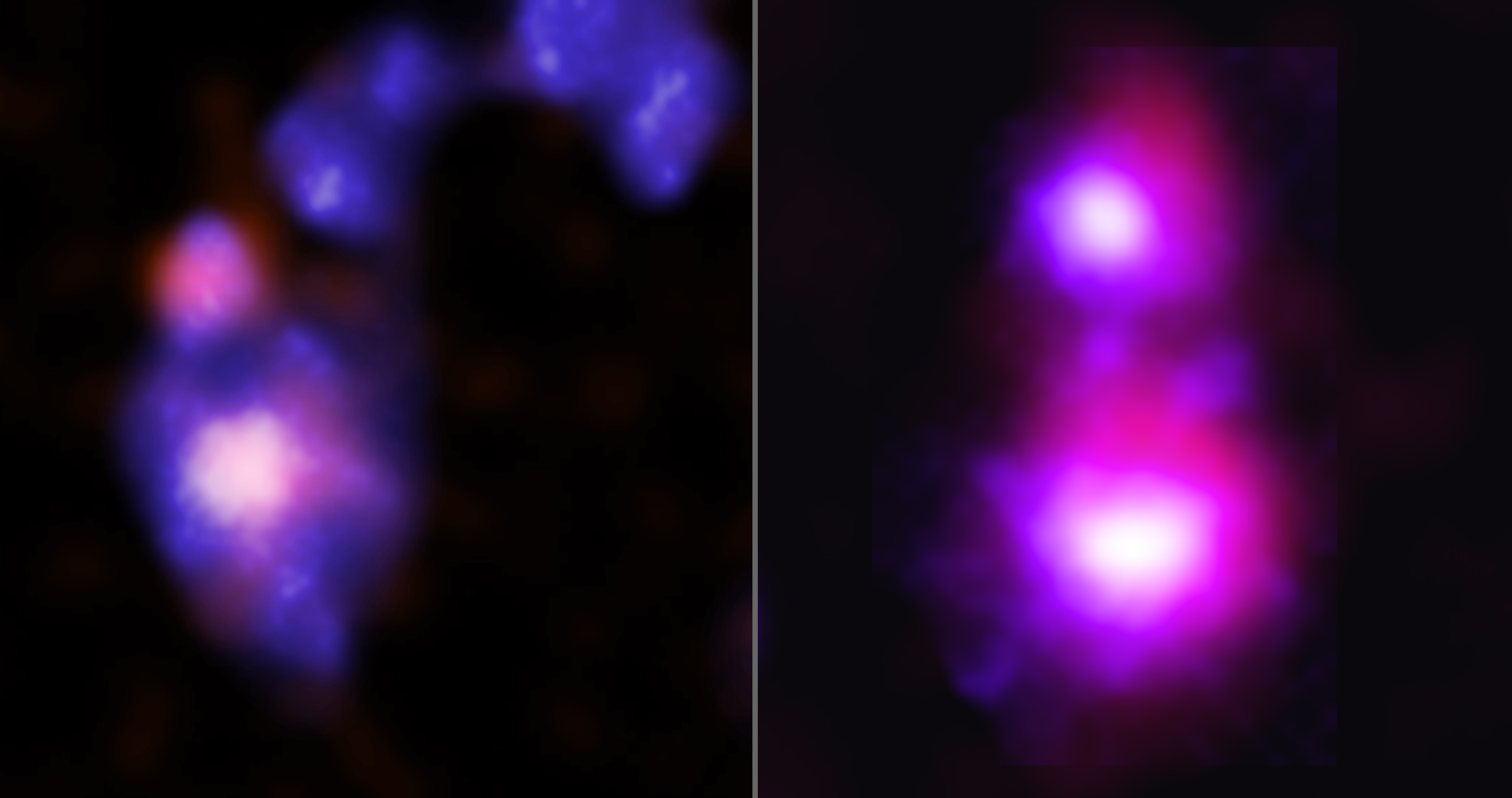 美国宇航局的钱德拉X射线天文台在碰撞过程中发现巨大黑洞