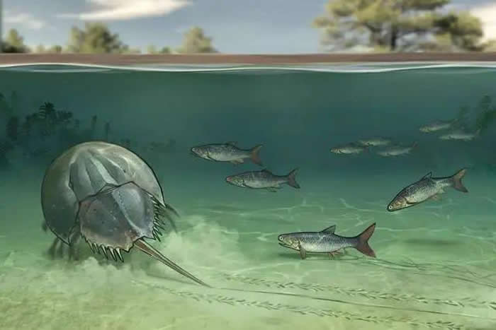 陕北鄂尔多斯盆地发现一组十分罕见的2亿年前鲎和鱼类遗迹化石