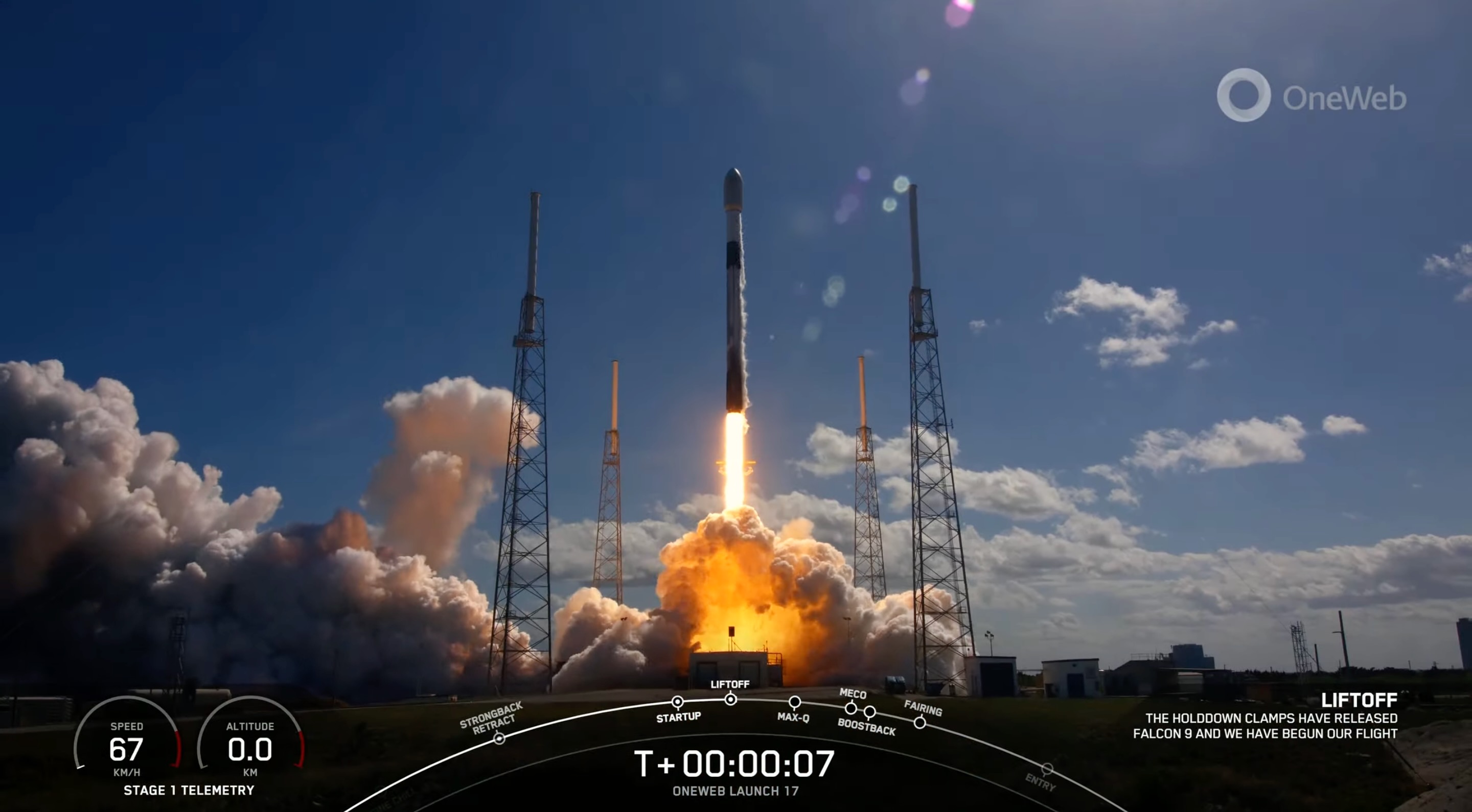 SpaceX猎鹰9号火箭为英国OneWeb公司发射40颗宽带卫星 并返回地球进行精确着陆