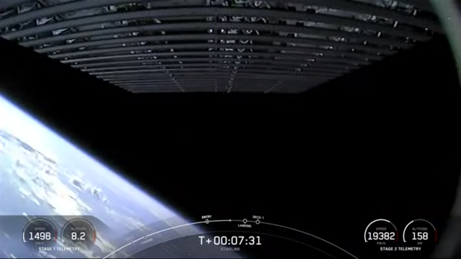 SpaceX发射22颗Starlink“V2迷你”卫星进入轨道，火箭在海上着陆