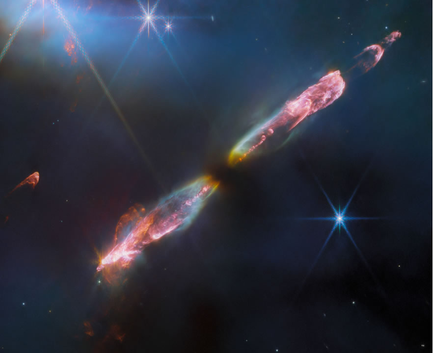 惊人的詹姆斯·韦伯太空望远镜图像显示年轻的恒星爆炸超音速喷气