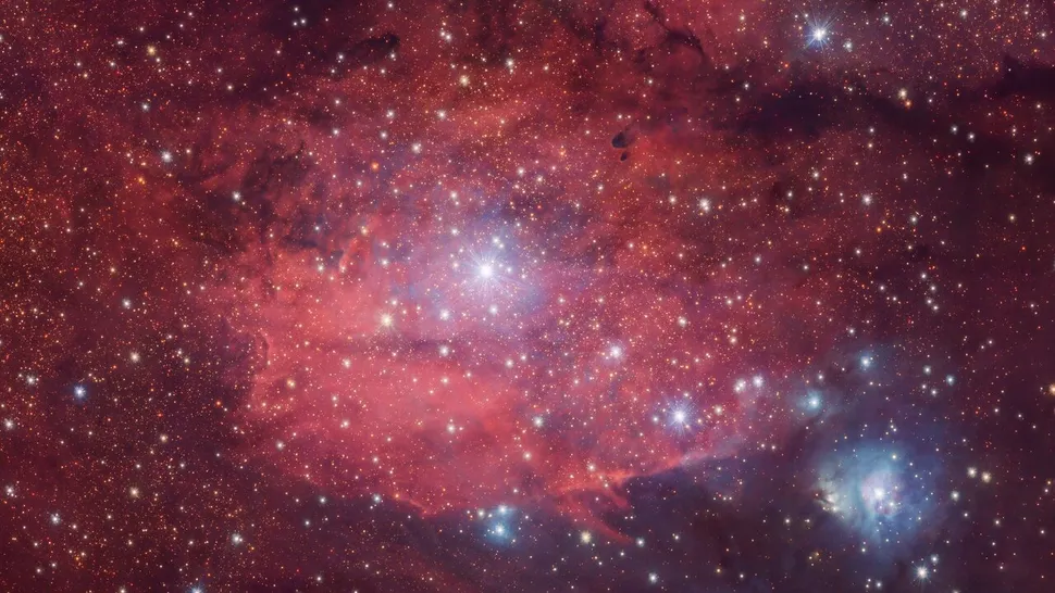 欧洲南方天文台VLT巡天望远镜拍摄的玫瑰色的红色发射星云IC1284