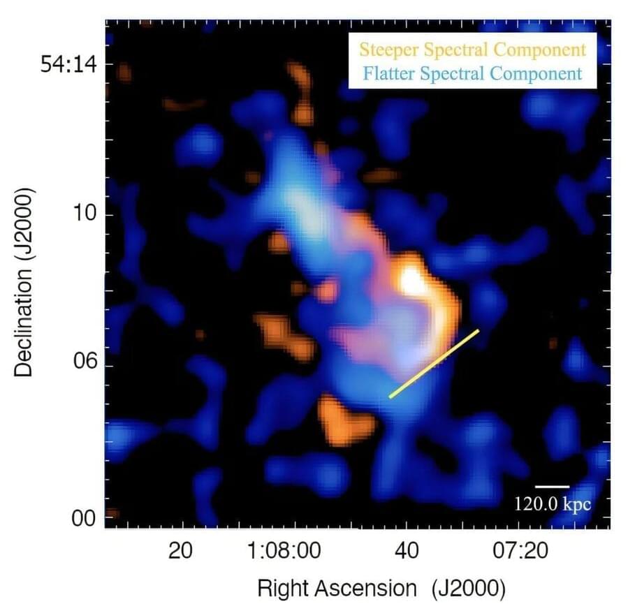 国际天文学家团队使用甚大阵列VLA观测到附近一个星系合并CIZA J0107.7+5408