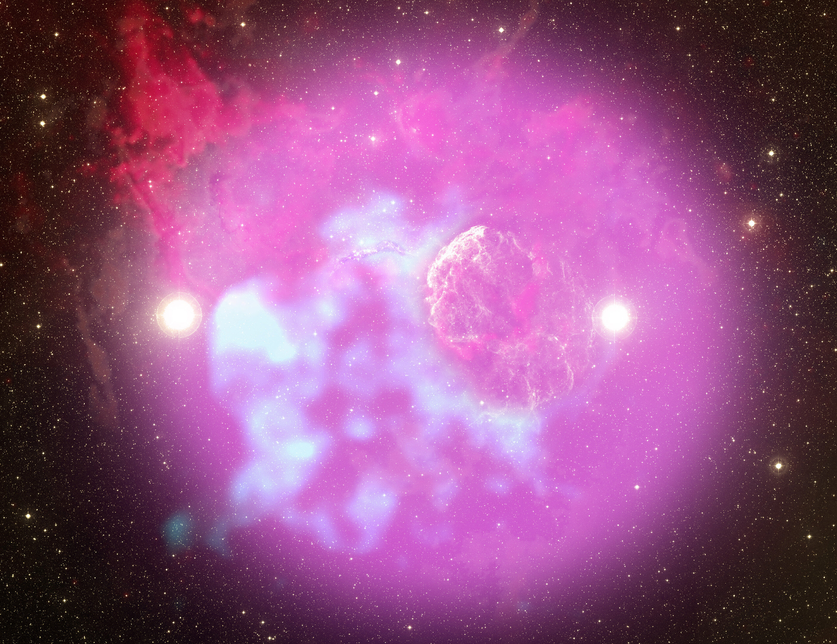 水母星云可能是两颗恒星变成超新星的场景