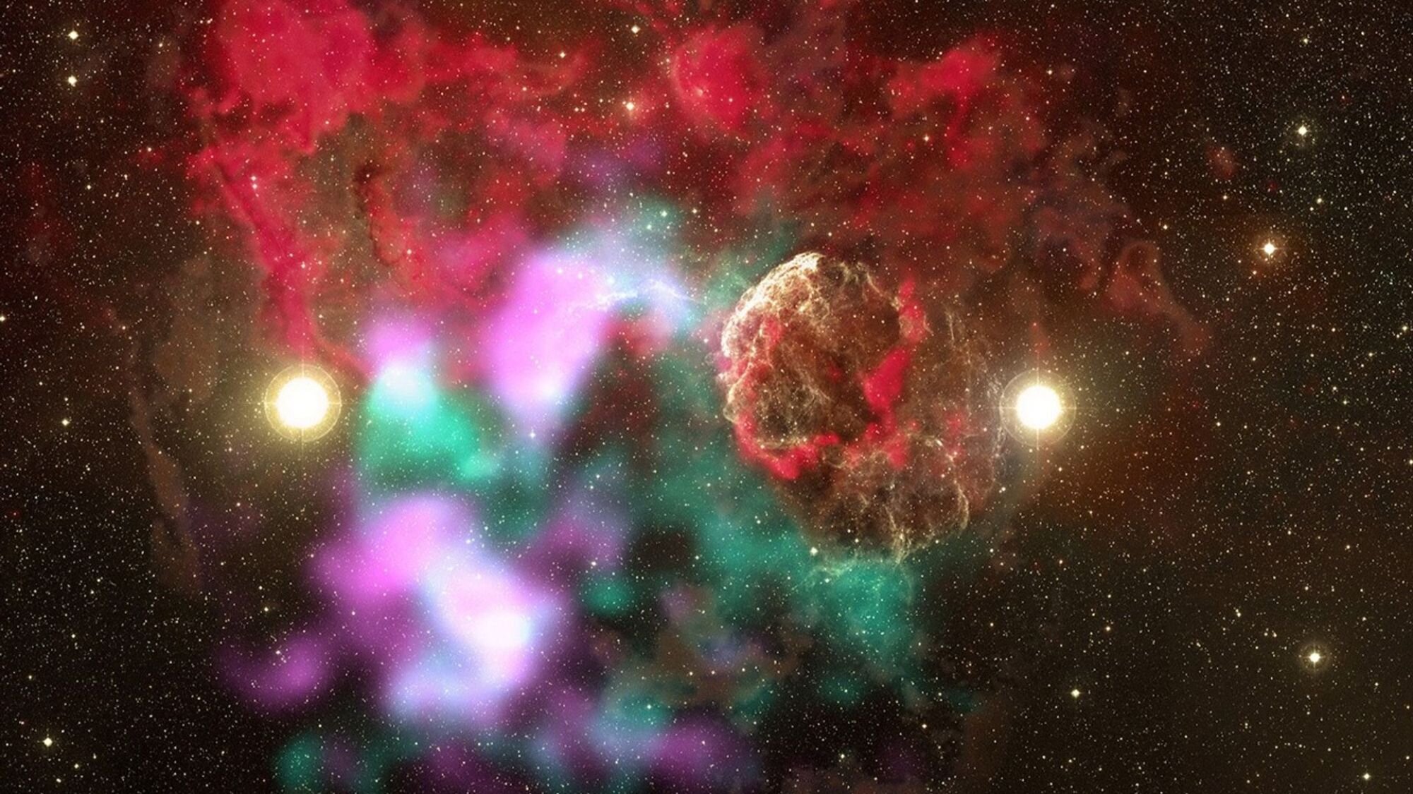 水母星云可能是两颗恒星变成超新星的场景
