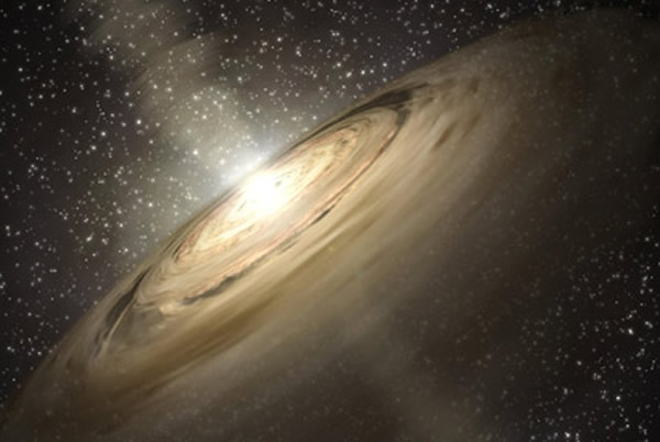 基于凯克2号望远镜的观测的原行星盘印象图.