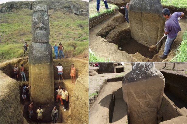 智利复活节岛上的毛埃石像moais背后竟然有纹身